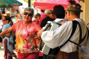 A couple dances to polka music at Newberry's annual OktoberFest