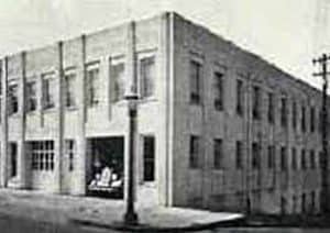 A black and white historic photo of the Newberry Firehouse